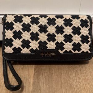 Spartina Wristlet w/ Card Holders - Black & Cream